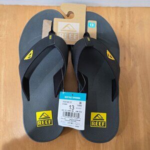 Reef Men's Phantoms TQT Bottle‎ Opener Flip Flops Black Size 13 New with Tags